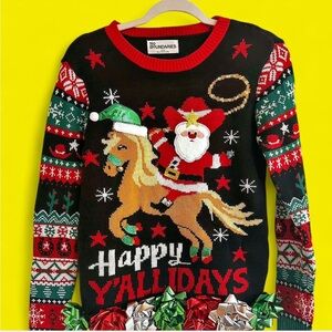 No Boundaries Upcycled Christmas
Sweater - Size Small - "Happy Y'allidays!"